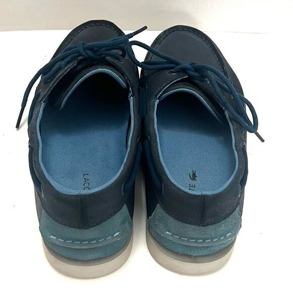 Lacoste Navire Leather Boat Shoes Men Sz 9.5 Blue Preppy Designer Casual Coastal - Picture 7 of 13